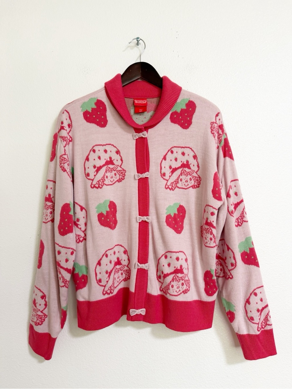 Hot Topic Strawberry Shortcake Bow Cardigan Pink Size M - Picture 2 of 12